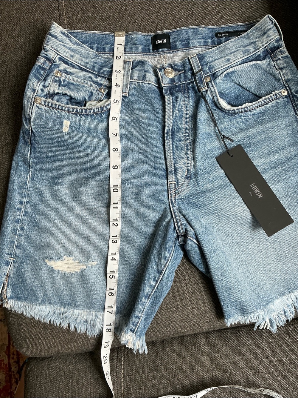 Edwin Light Blue Denim Jeans with Tag festival raw hem boho casual size 27 - Picture 5 of 12